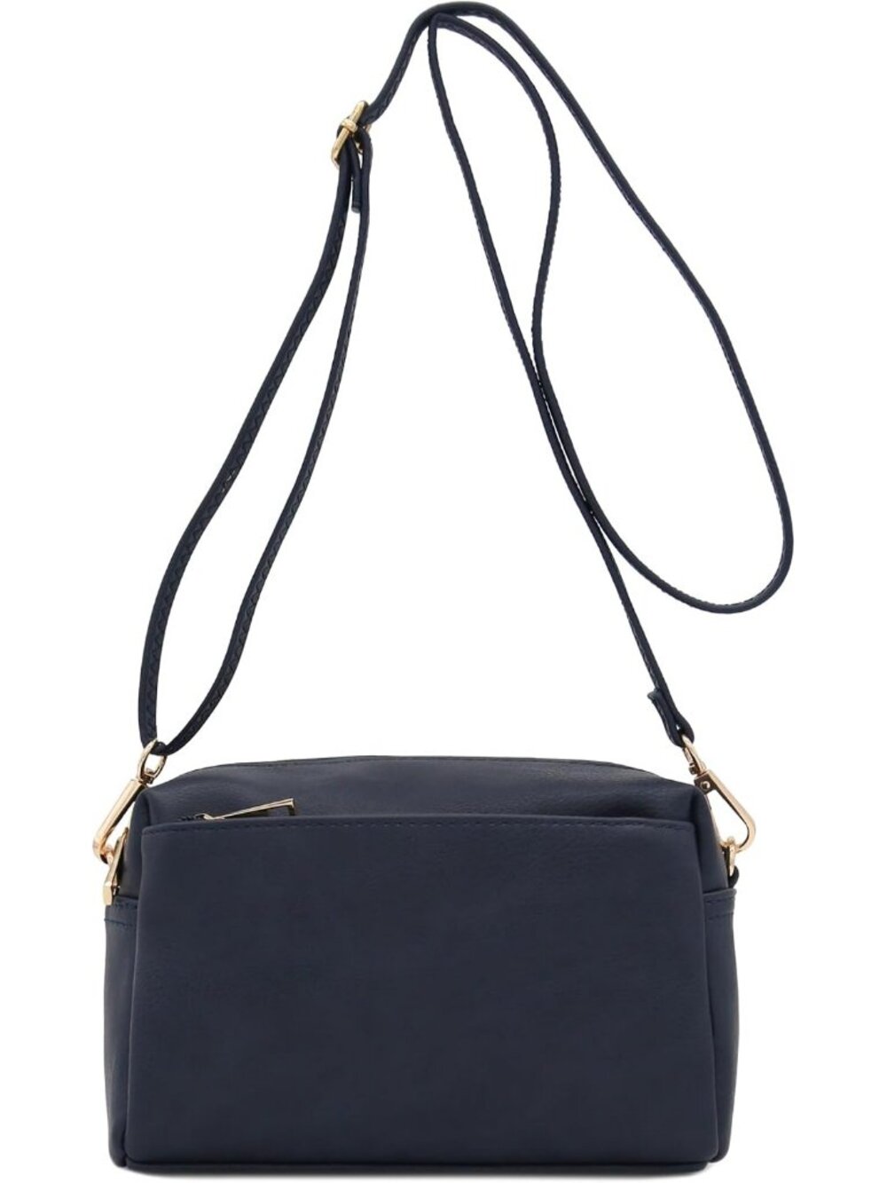 Women's Navy Triple ZIP Small Lightweight Shoulder Purse Crossbody Bag